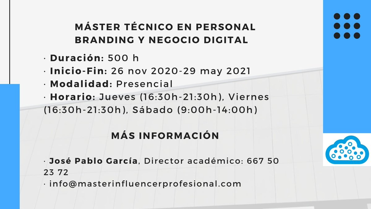 SerInfluencer's tweet photo. 📢¡Últimos días para inscribirse! Estudia en #sevilla la profesión con más proyección de futuro. #master #marketingdigital #negociodigital https://t.co/kAV6Hz5oXZ