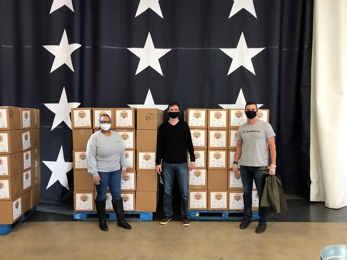 Guidehouse's tweet photo. We were honored to sponsor and participate in the @USOMetroDC #TurkeysforTroops donation drive to thank and support the military community! Scott McIntyre, Guidehouse CEO, presented our donation to support military families. https://t.co/GIoBmp6lUb