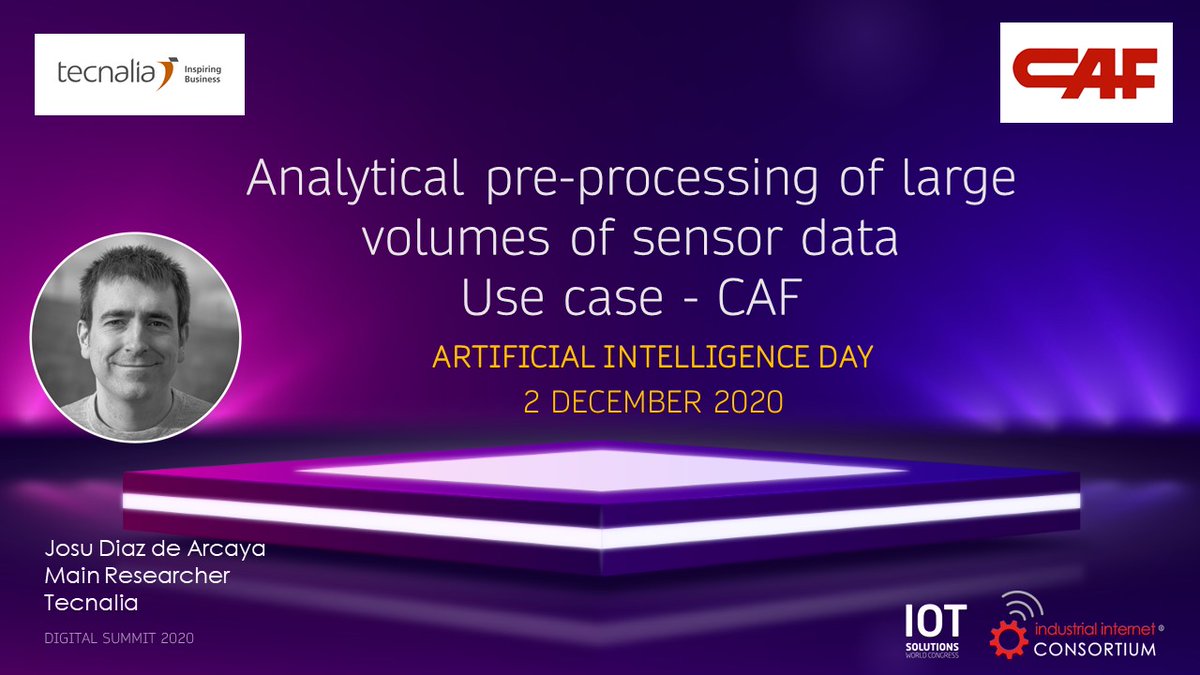 tecnalia's tweet photo. Josu Díaz de Arcaya, nuestro experto en #InteligenciaArtificial presenta el procesamiento de grandes volúmenes de datos de sensores
📌Caso de uso: #CAF
📍en el #DigitalSummit2020 de @IOTSWC - @Fira_Barcelona
🗓2 #Diciembre – 9:30h
📝¡INSCRÍBETE!📝
https://t.co/nXyhTCYCet https://t.co/rihb8bR1RL