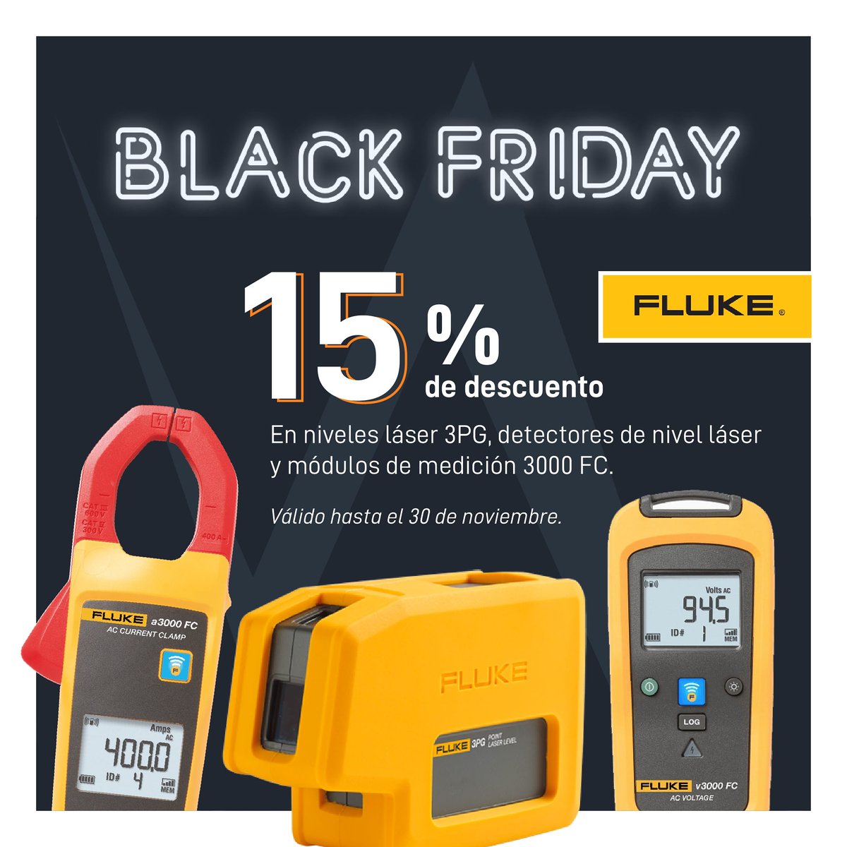 Energuiard's tweet photo. Ahorre un 15% de descuento en niveles láser 3PG, detectores de nivel láser y módulos de medición 3000 FC. Ofertas por tiempo limitado. @FlukeCorp 
. 
#FlukeCorporation #FlukeTools #Fluke #MarcasEnerguía https://t.co/87d8QCjI5L