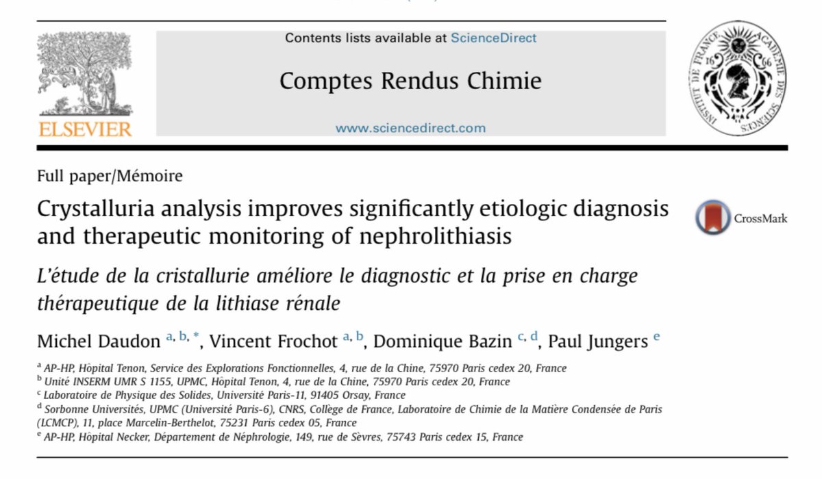 OTRAXER's tweet photo. Crystal#: If you want to learn about Crystalluria and kidney stones. Go for this publication of Dr MICHEL DAUDON. « A Must »! And now be ready for beautiful pictures. https://t.co/Jy7pqdtkRJ