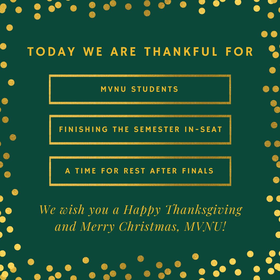 MVNUCSS's tweet photo. We did it, MVNU! We are so proud of all the work that each of you put into this semester! Have a great Winter break - you deserve it! https://t.co/DqFTBsHlsI