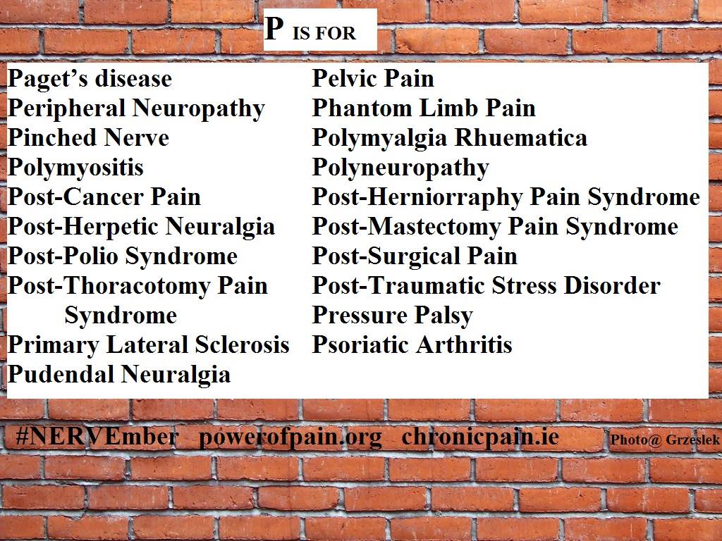 ChronicPainIRL's tweet photo. P is for PAIN....We've all hit a brick wall at some point so can we give ourselves permission to stop when needed? https://t.co/2OZaKbOoos #NERVEmber join our community https://t.co/c2MdZu9tfz https://t.co/3qSjo3DCmU