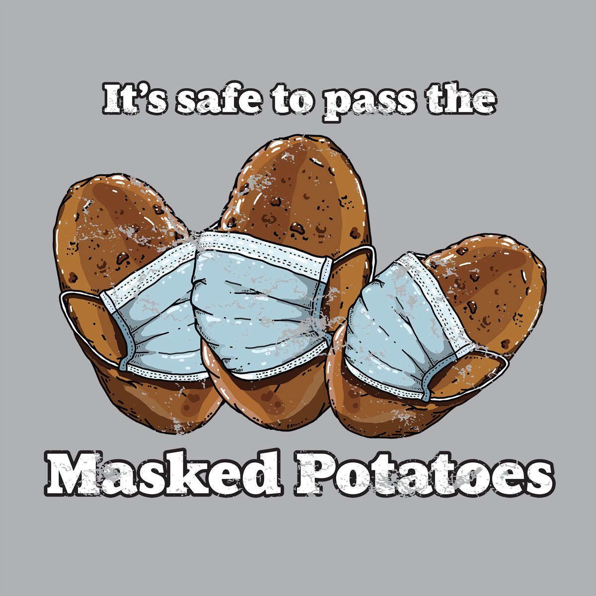 illustreat's tweet photo. The holidays look a little bit different this year, but whether you’ll be celebrating in person or virtually, spread some laughs with our Masked Potatoes shirt. It’s available on Amazon. https://t.co/VATflzgCpt

#art #drawing #holidays #food https://t.co/vvXr0d7r7A