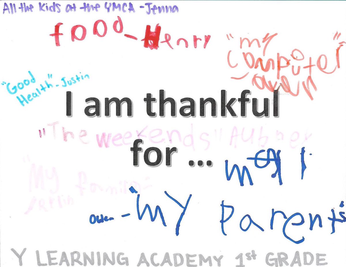SabreVoice's tweet photo. Students at the YMCA Learning Academy want us to know what they’re thankful for. Now it’s our turn. What are you thankful for? 🦃 #fonddulacfamilyymca #thanksgiving https://t.co/qC2CYjCmqj