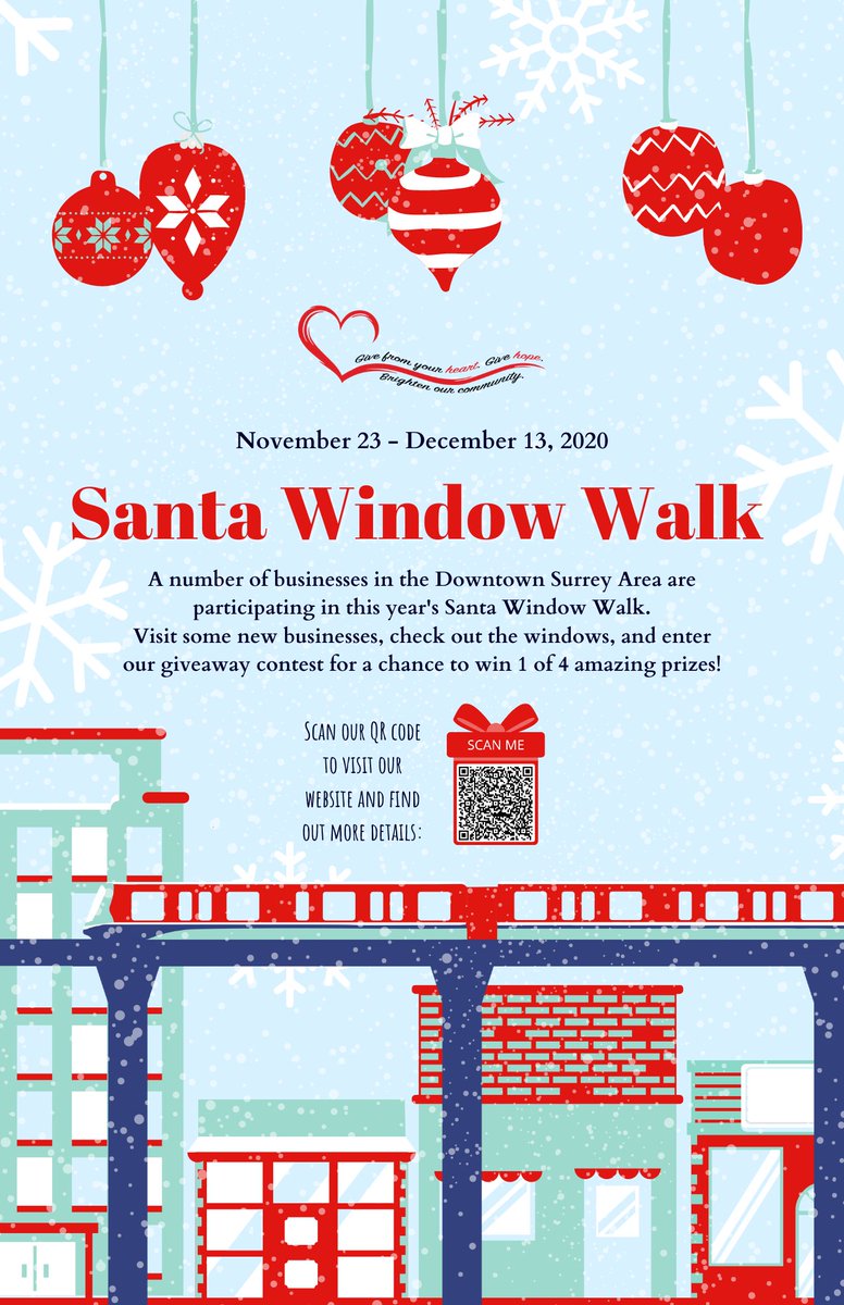 Centreforchild's tweet photo. Check out this awesome contest from @dtsurreybia - visit @CloverdalePaint or @SherwinWilliams when you stop by you can donate directly to The Centre's programs by the QR code on the poster! Then enter to win as part of the #SantaWindowWalk! #surreybc https://t.co/v9HM2m4RB7 https://t.co/DookYLmcsU
