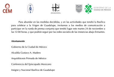 CiroGomezL's tweet photo. #ÚLTIMAHORA El gobierno de la Ciudad de México y la Conferencia del Episcopado Mexicanos @IglesiaMexico informan que la Basílica de Guadalupe permanecerá cerrada del 11 al 13 de diciembre. https://t.co/JTDyomJuNI