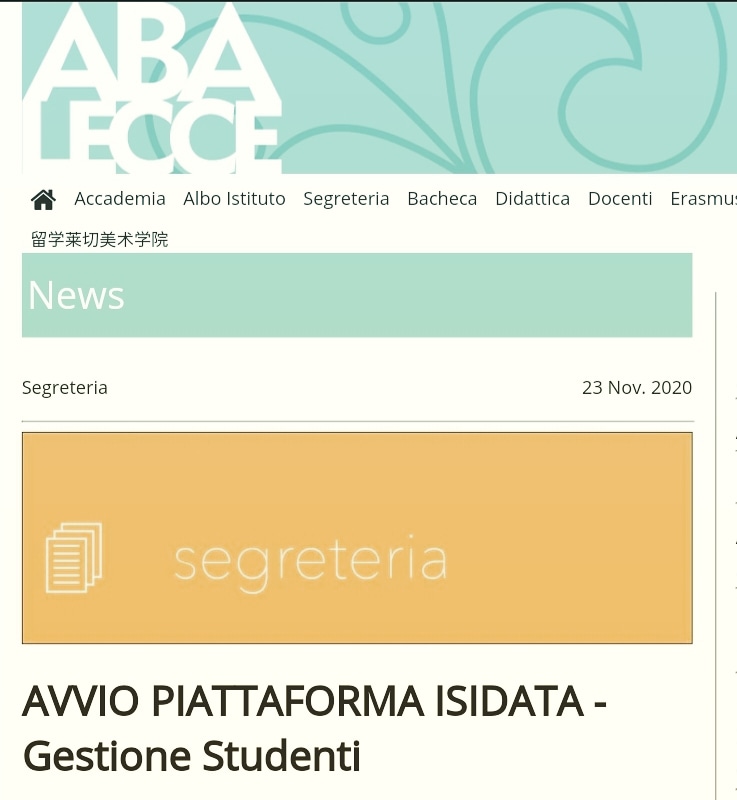 AbaLecce's tweet photo. Per coordinare al meglio la gestione di ogni singolo studente iscritto all' a.a. 20/21, è stata attivata la #piattaforma #ISIDATA (le cui credenziali sono state inviate alla propria mail personale).
Info👇
https://t.co/CbrWRT9drd https://t.co/SXIu6msEvS