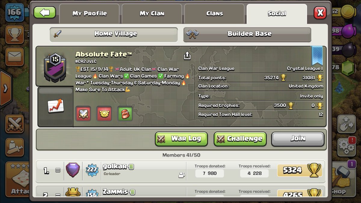 Absolutefate_'s tweet photo. @ClashofClans Join here TH12+ 🇬🇧 UK https://t.co/eINlZPgup7
