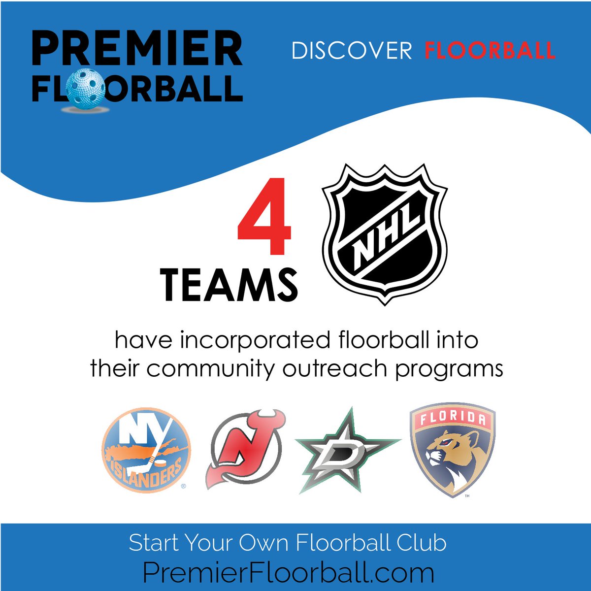 The sport of floorball offers youth a safe, fun and fast sport. There are 4 NHL teams (and more coming) that have chosen floorball as a way to introduce school children to a 'hockey-type' sport.  Join the floorball MOVEMENT and start a floorball franchise in your community.