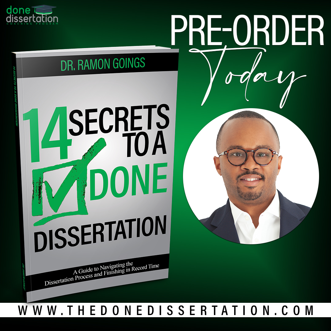 RamonGoings's tweet image. Thank you all for the suggestions on the @DoneDissCoach book cover. I&apos;m now excited to share that the book will be released February 1, 2021 and we are now taking pre-orders! Please visit thedonedissertation.com/14secrets to purchase your book! #donedissertation #dissertation
