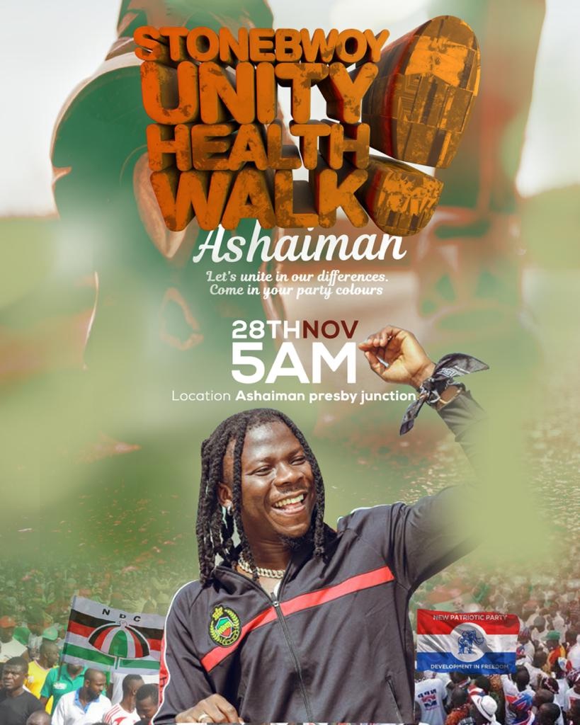 Attivors's tweet photo. On the 28th #peacehealthwalk #Unityhealthwalk @stonebwoyb
Wear ur party top( #Npp #NDC #Cpp #pnc #GUM ... and come join #Stonebwoy https://t.co/NTlr7FBpAs