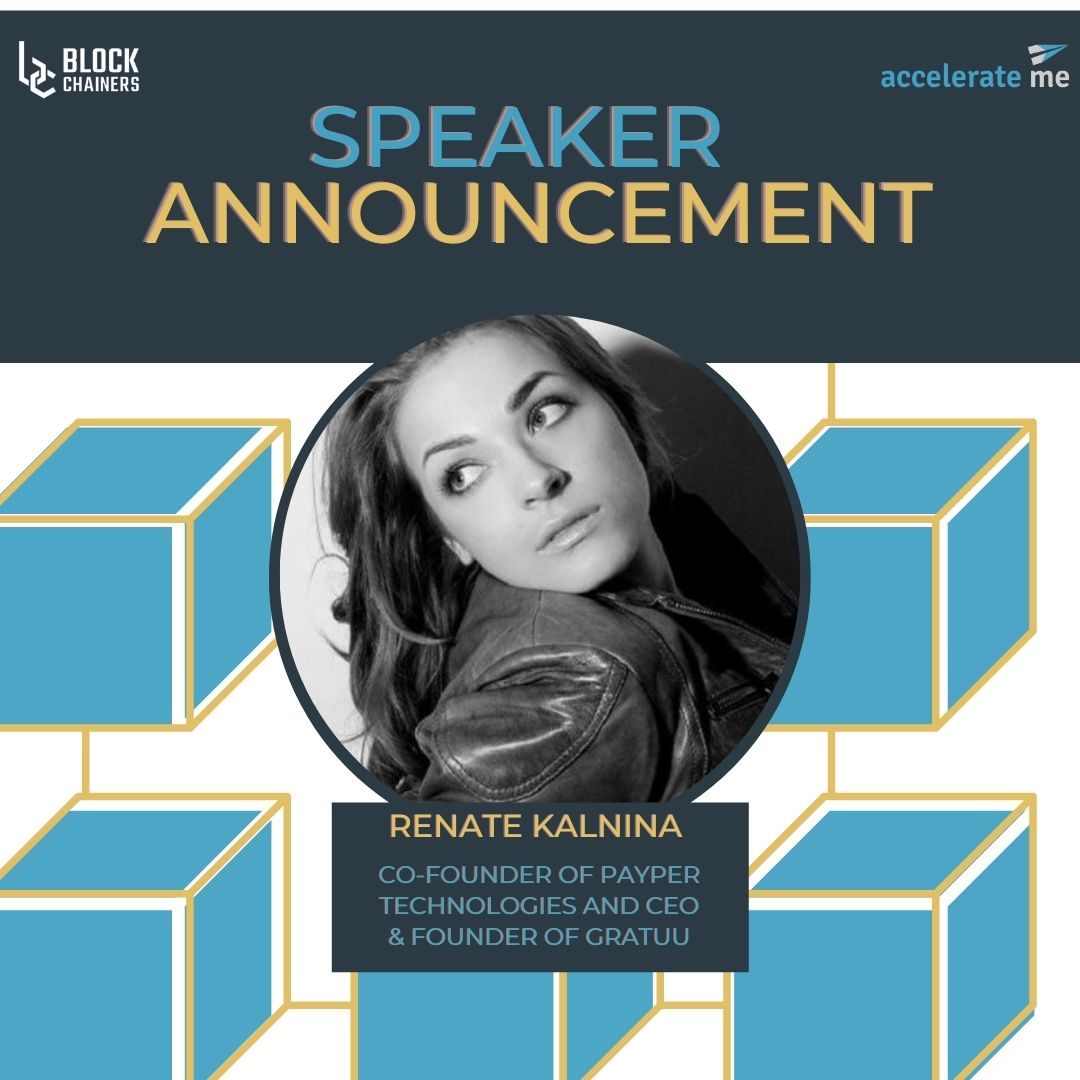 Renate Kalnina is the second speaker of our #InnovationUnlocked event in partnership with <a href="/Block_Chainers/">BlockChainers</a> 🚀

Renate is the Co-founder of 𝐏𝐚𝐲𝐩𝐞𝐫 𝐓𝐞𝐜𝐡𝐧𝐨𝐥𝐨𝐠𝐢𝐞𝐬 and CEO &amp; Founder of 𝐆𝐫𝐚𝐭𝐮𝐮💡

𝐆𝐨 𝐠𝐫𝐚𝐛 𝐲𝐨𝐮𝐫 𝐭𝐢𝐜𝐤𝐞𝐭 𝐧𝐨𝐰👉bit.ly/35Fpegf