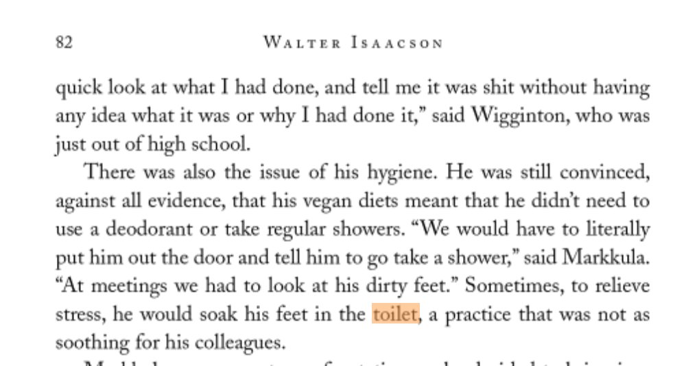 Extremely smart, extremely accomplished people can still have crazy beliefs. Steve Jobs used to relax by soaking his feet in the company’s toilets.