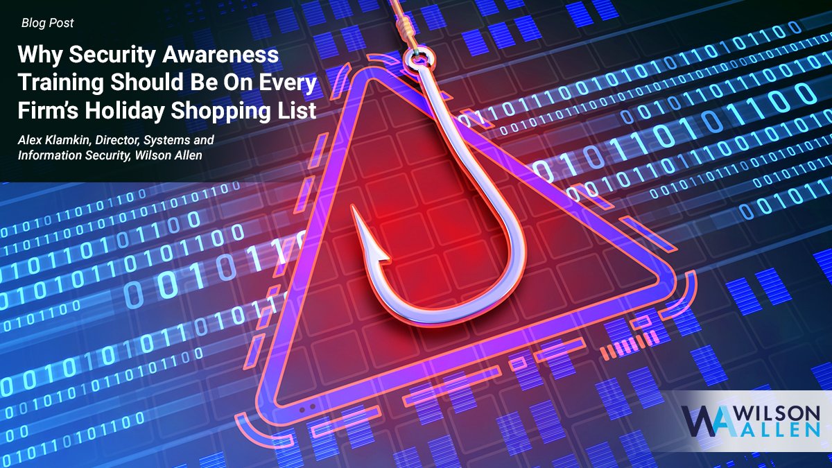 WilsonAllenTeam's tweet photo. Analysts are forecasting an even greater shift toward online shopping this holiday season. Think the odds of your employees inadvertently exposing your firm to risk are low? Think again. Alex Klamkin explains the risk and how to minimize it: https://t.co/vdw1vpe3qs #cybercrime https://t.co/v9t26CF1Wv