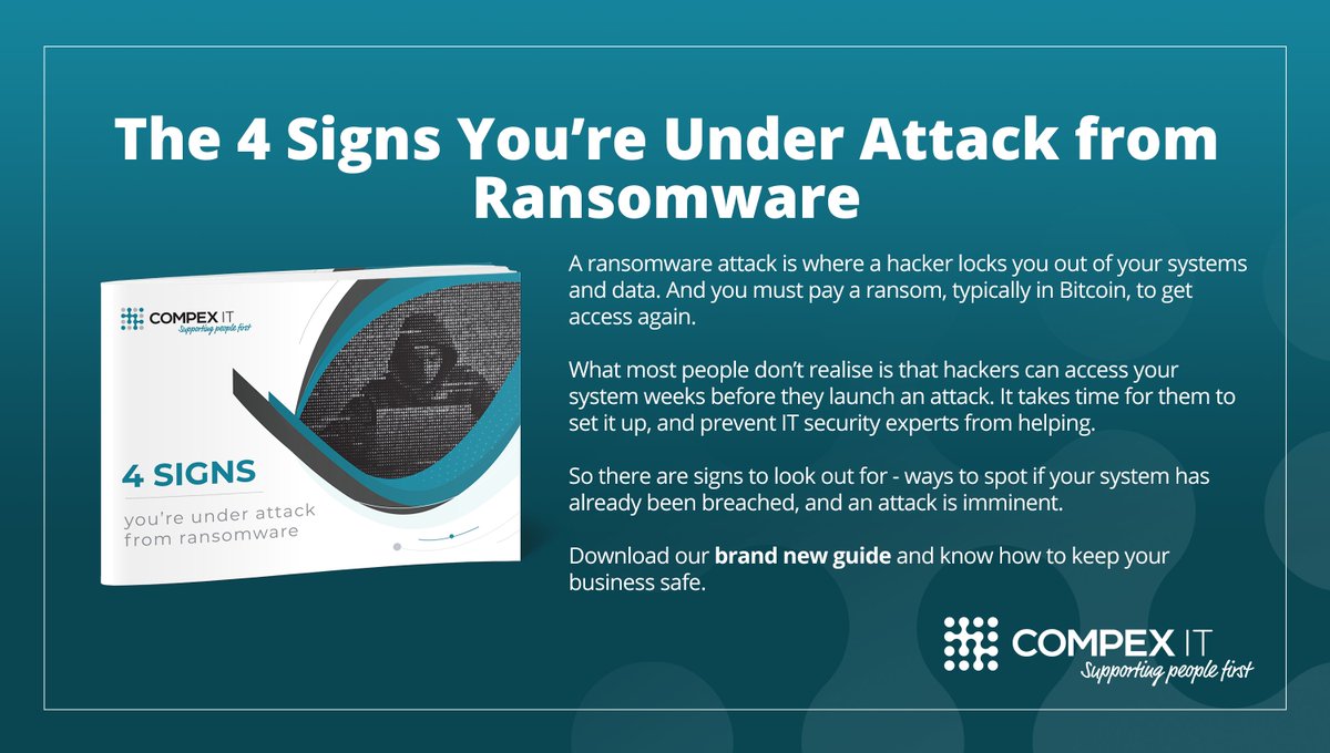 MarkAtCompexIT's tweet photo. Would you know if your device or network was already infected with malware? We’ve created a guide to help you know the signs of a hidden intruder. 

Download your copy right now

https://t.co/cvWzGf5POW https://t.co/HwVLangCLE