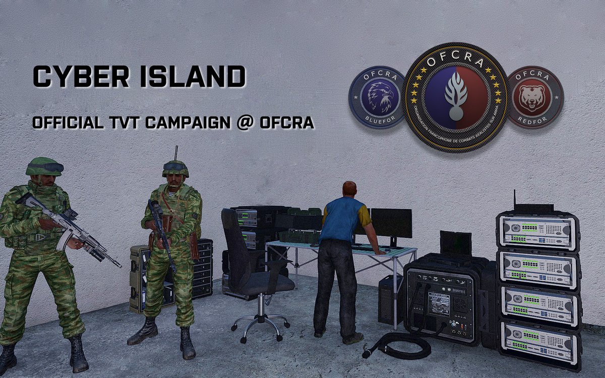We are starting this week our 50th official #Arma3  TvT campaign, Cyber Island! 
We'll play 5 missions, with US vs Russian, on Napf Island, with our usual friendly teams.
More informations on ofcrav2.org <a href="/Arma3official/">arma3official</a>