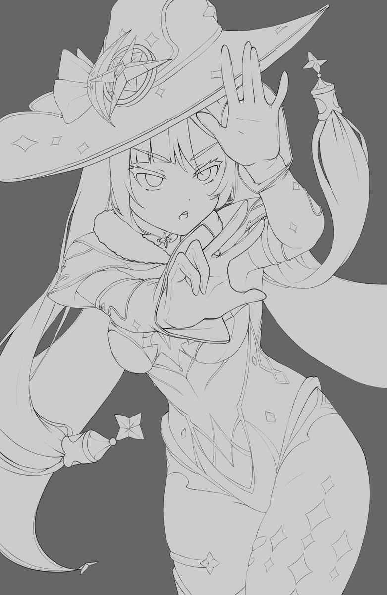 Mona lineart done

#GenshinImpact 