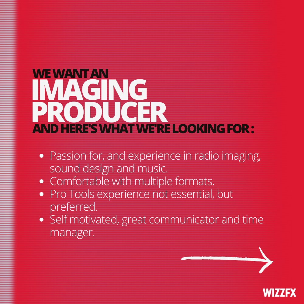 WIZZFX's tweet photo. Yup. We're expanding and looking for a kick-arse #RadioImaging producer to come work on projects at WIZZFX. Keen? Apply here: https://t.co/z0QgFciniA https://t.co/AniO0TqOOK