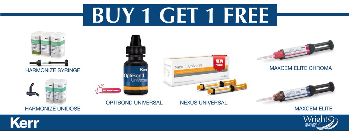 WrightsDental's tweet photo. Buy 1 Get 1 Free Offers from Kerr! https://t.co/g9qQk7Af43
Valid from 23rd to 29th November.
#wrightsdental #kerr #kavokerr #dentistry #dentalpractice #dentist https://t.co/LxQ6mracMw