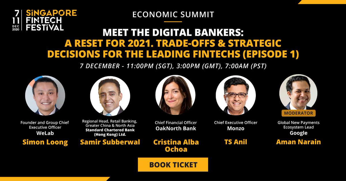 amanwhotweets's tweet photo. Meet the #DigitalBankers @SGFintechFest. Join the leaders of @monzo @OakNorth #WeLabBank @moxbank
& @StanChart and myself as we tackle the big questions before those challenging convention. Got a burning question u want asked? tweet reply now. Tkts @ https://t.co/4xvHnbNQQf https://t.co/AWvo29kA0v