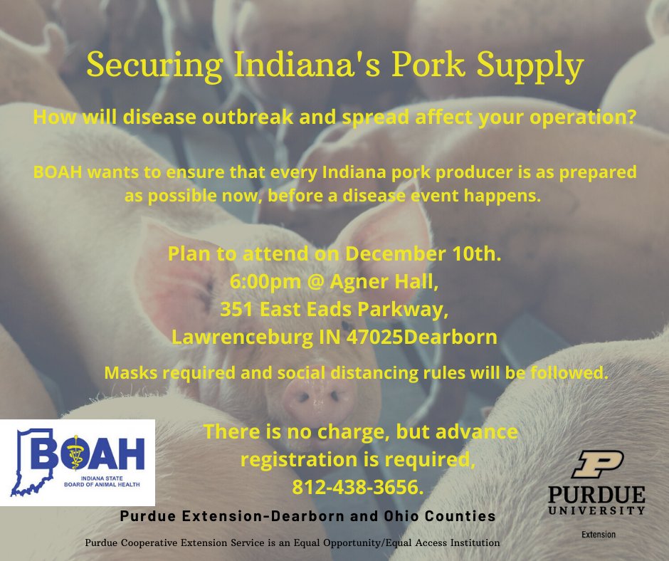 PurdueDearborn's tweet photo. Upcoming Virtual SEPAC Field Day, BOAH Pork Programs, and More! - https://t.co/I7xCEolL0q https://t.co/FjHWOdDgVJ