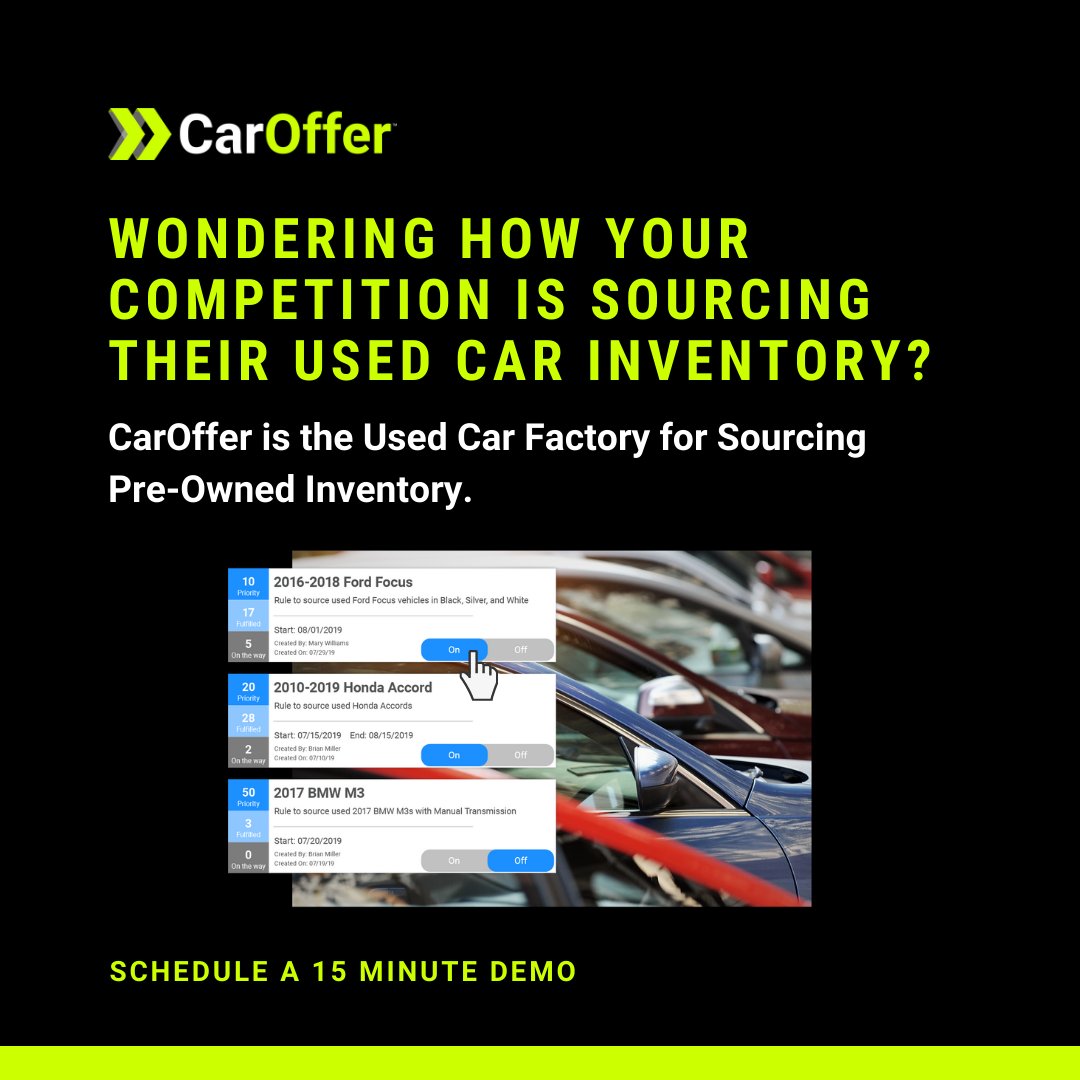 CarOffer_'s tweet image. Know how your competition sources their used car inventory? Maybe it's manual bidding, or maybe it's CarOffer! Take a look at the platform &amp;amp; see why 400+ dealers called CarOffer a NO BRAINER last month: hubs.la/H0Bp5BN0
#UsedCarInventory #CarOffer #SourcingUsedCarInventory