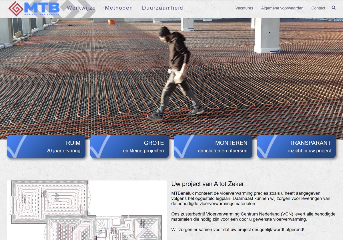 DevexpertsN's tweet image. DevExperts feliciteert Montage Team Benelux met hun nieuwe site! Op de nieuwe site mtbenelux.nl kunt u nu alles lezen over de diverse methodes waarmee MTBenelux vloerverwarming aanlegt voor verschillende projecten.
#nieuwesite #vloerverwarming #monteren