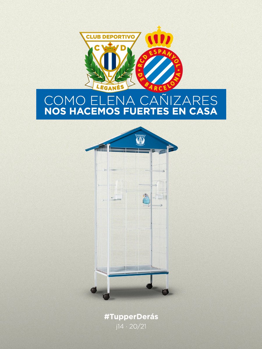 CDLeganes's tweet photo. 🖼️CARTEL ONLINE | Elena Cañizares nos representa. @RCDEspanyol Compañero, este finde #TupperDerás o eso intentaremos 😜 #LeganésEspanyol https://t.co/q7AaKu2bJn