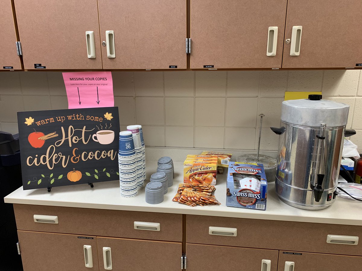 JStrom182's tweet photo. Some hot beverages for staff as they prepare for distance learning. https://t.co/nRe9jjBvbV