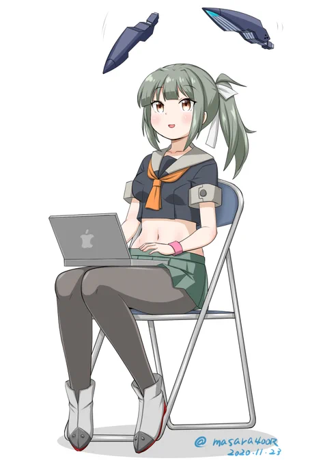 #艦これ版深夜の真剣お絵描き60分一本勝負
#艦これ版真剣お絵描き60分一本勝負_20201123
#夕張 
ミミノアーレを整備中 