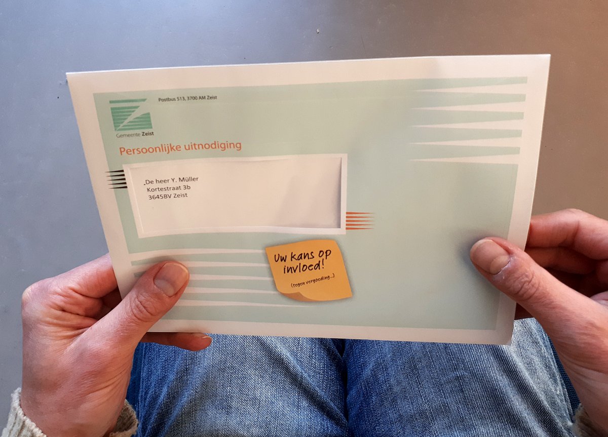 gemeentezeist's tweet photo. Ben jij één van de ingelote inwoners uit de gemeente Zeist? Heb jij een persoonlijke uitnodiging van burgemeester @JanssenKoos in je brievenbus gevonden? Dat kan zomaar gebeuren, één dezer dagen… https://t.co/sGIMurNVss