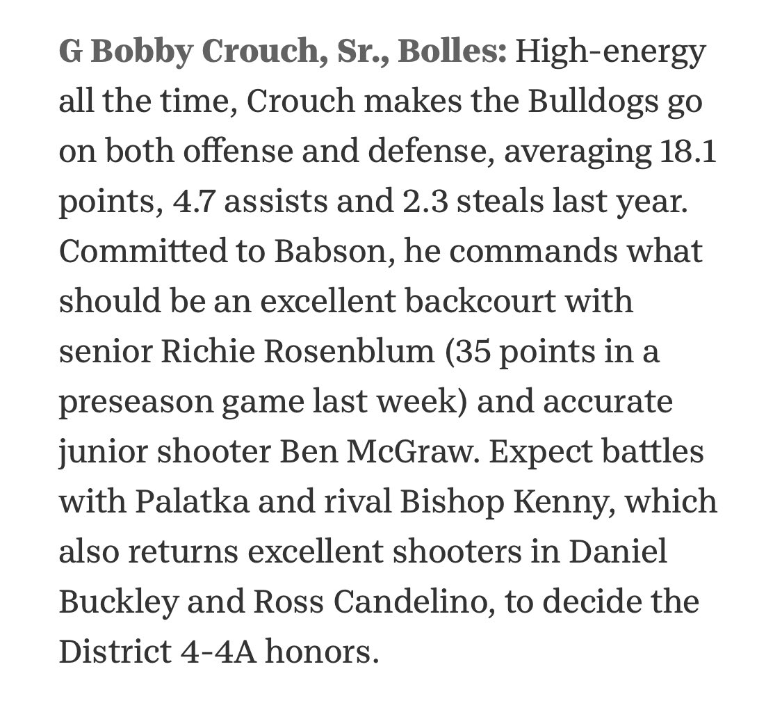 BollesBoys's tweet photo. More preseason love for Bobby Crouch, Richie Rosenblum and Ben McGraw. Bobby Crouch on the 5 to watch list. @BollesSchool @BobbyCrouch15 @Richierosenblum @Babsonhoops @WaynesburgMBB @WartburgMBball @DuvalSports https://t.co/1a093gZanc