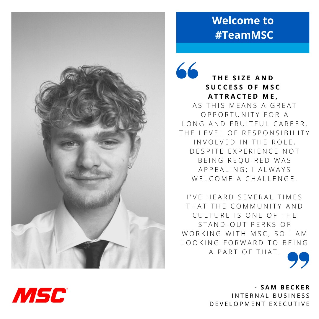 Today we welcomed Sam Becker to our #InternalSalesTeam as an #InternalBusinessDevelopmentExecutive  .

Congratulations on your new appointment, Sam!  We wish you the very best of luck  

#Recruitment #TeamMSC # JoinUs #WestMidlandsJobs #BusinessDevelopmentExecutive