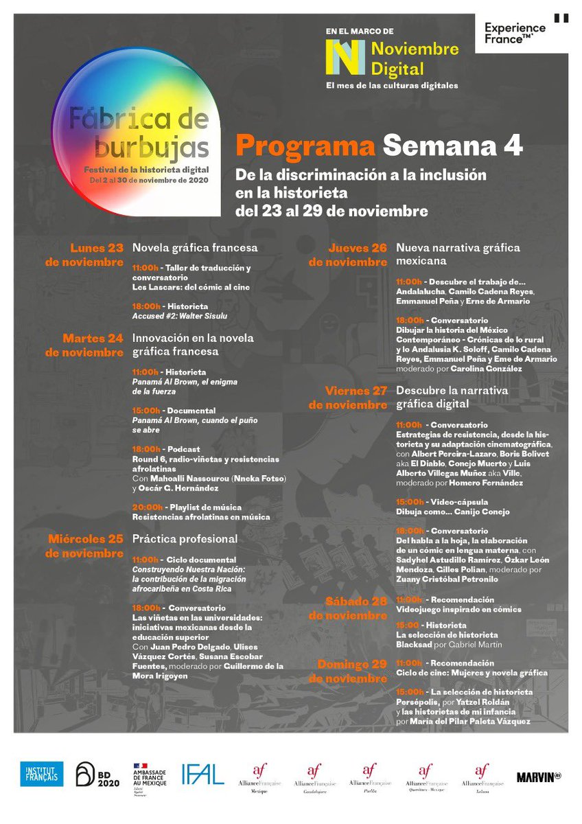 Bonjour!! 🤗🙌🏼 seguimos con la fábrica de burbujas, no se pierdan los eventos que tenemos para la semana 4 en vivo desde nuestras redes sociales. 🤩👏🏼 #IFAL #fabricadeburbujas #AlianzaFrancesa