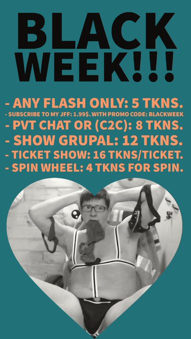 BLACK WEEK!!! (November 23-30)

- Any Flash Only: 5 Tkns.

- Subscribe To My JFF: 1.99$. With Promo Code: