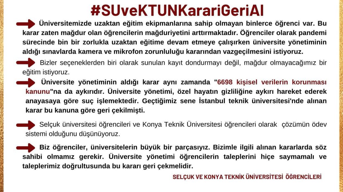 #SUveKTUNKarariGeriAl 
<a href="/adalet_bakanlik/">T.C. Adalet Bakanlığı</a>
<a href="/BaburOzcelik/">Prof. Dr. Babür Özçelik</a>
<a href="/ProfDrMetinAksy/">Metin Aksoy</a>
#SUveKTUNKarariGeriAl