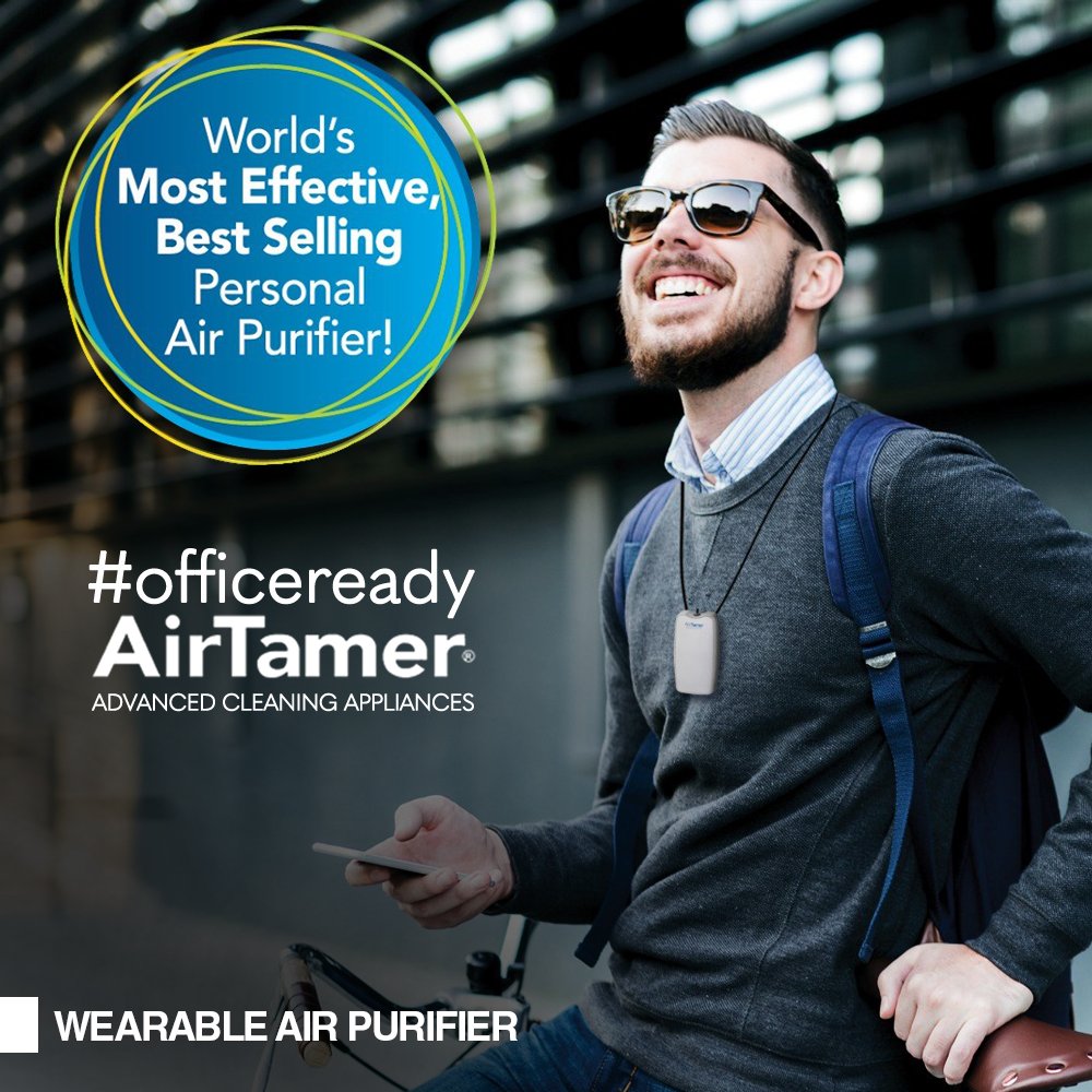 GlobalKartIndia's tweet photo. Your workplace requires your presence but the current pandemic situation also requires you to take utmost care. Equip yourself with AirTamer - a personal air purifier that cleans the air around you. Buy here: https://t.co/8kULOWVSbk https://t.co/wzU6kwqXfh