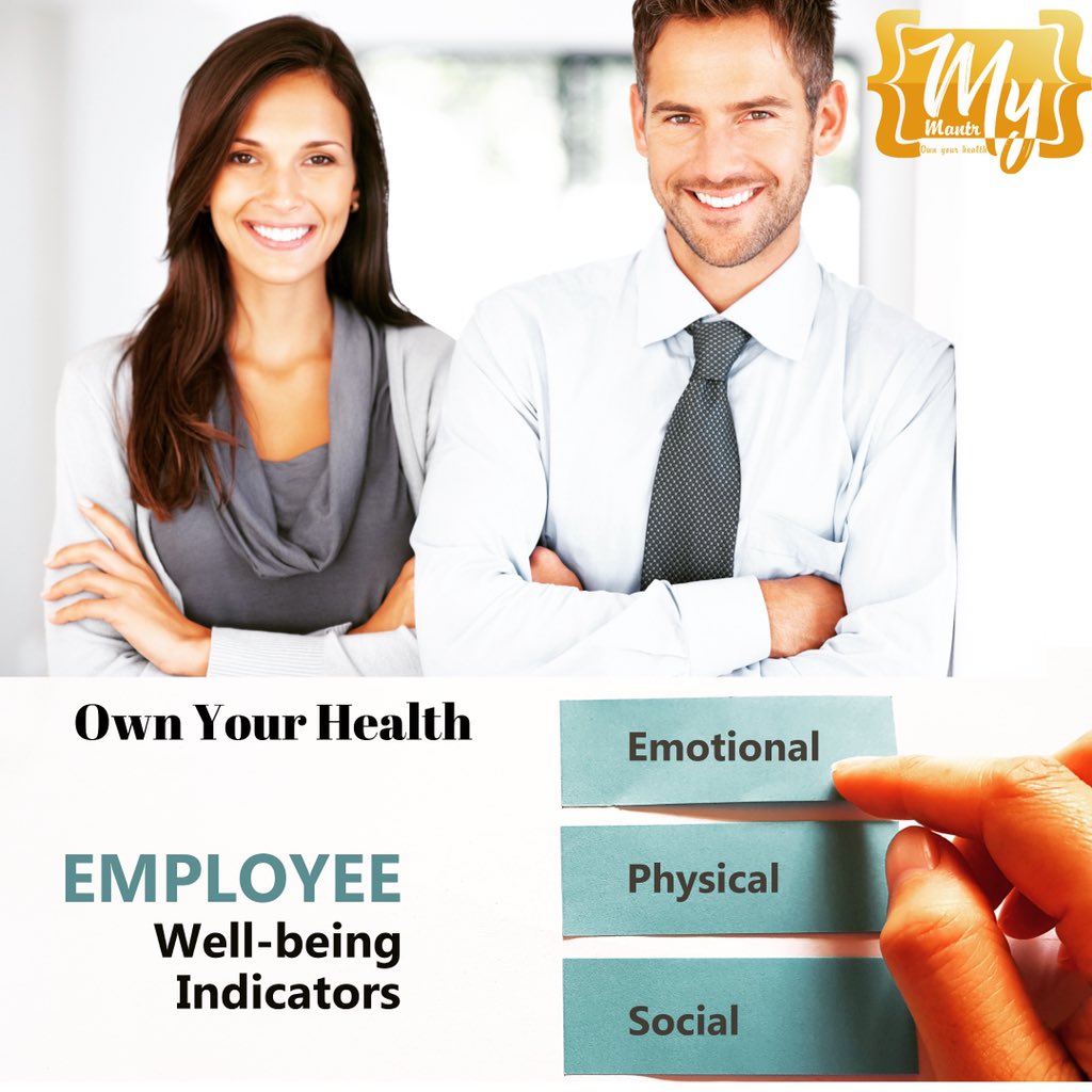 MyMantr's tweet photo. Employee wellbeing in the workplace falls into 3 domains: emotional or mental, physical and social well-being. Subscribe to MyMantr’s super 10 corporate wellness program and own your health 
#corporatewellness 
#employeewellbeing
#ownyourhealth 
#mondaymotivation https://t.co/W6zdApyQBb