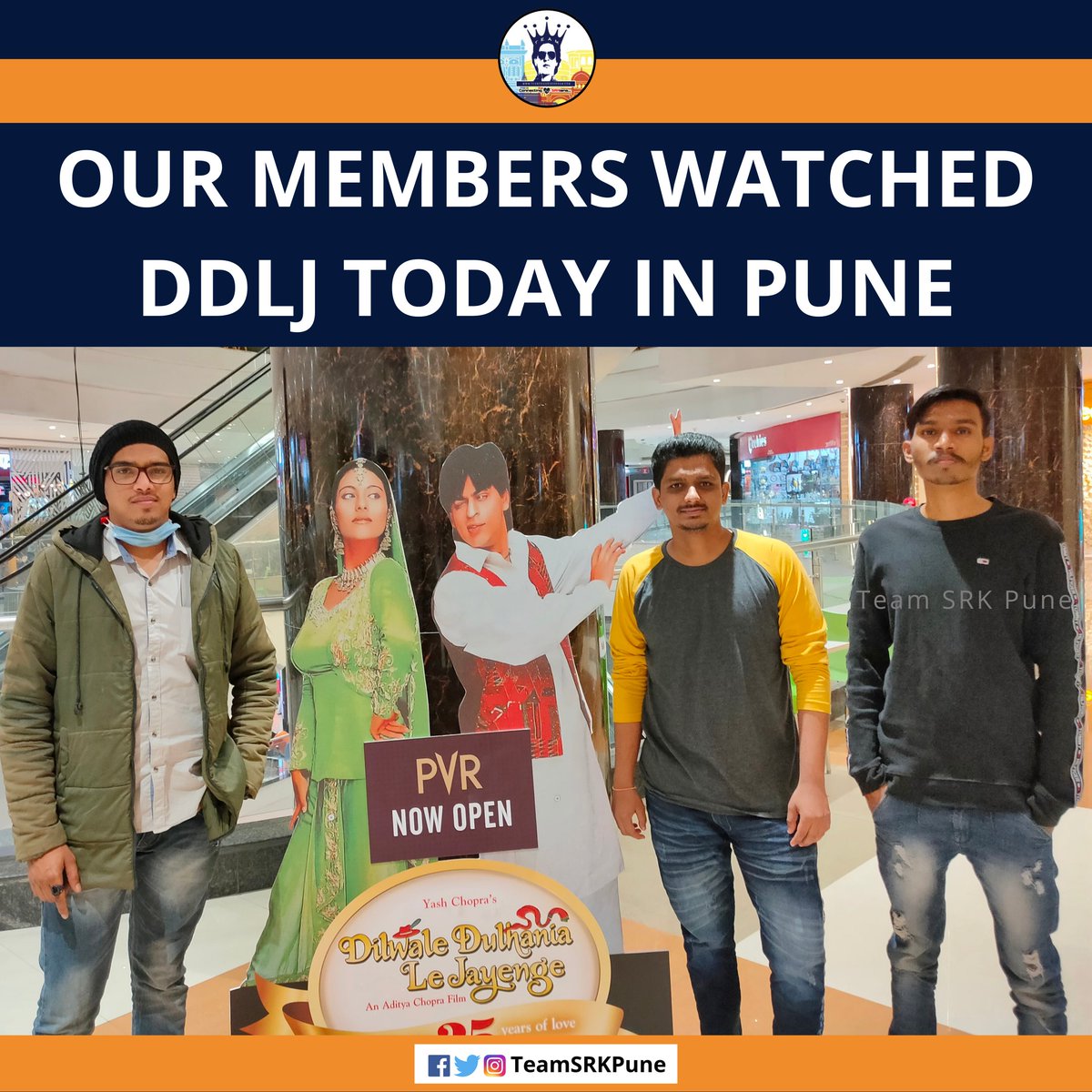 Our Members Enjoying #DDLJ today on Big Screen❤️😍
@iamsrk @itsKajolD @yrf @AnupamPKher @teamsrkfc @RedChilliesEnt #ShahRukhKhan #srk #Bollywood #Pathan #DDLJ25