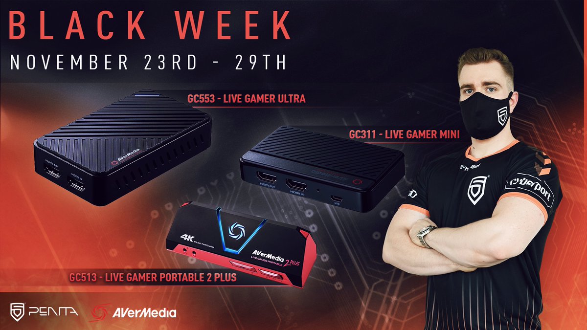 Your search for a USB connectable capture card ends here!

It's Black Week, and you can get <a href="/AVerMedia_DE/">AVerMedia 🇩🇪</a> GC553 Live Gamer Ultra, GC311 Live Gamer Mini, and GC 513 Live Gamer Portable 2 plus at a discounted price!

👉 penta.gg/AVerMediaBlack…

#ThisIsPENTA #CaptureCard