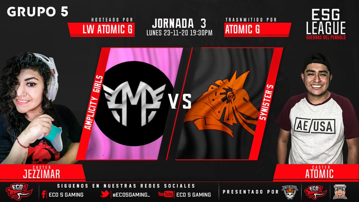 secondedition21's tweet photo. Hoy Lunes acabamos con la Jornada 3 con estos matchs impresionantes...
19:30pm @AmplicityGG Girls 🆚 #Synister's
20:00pm @CGCarnageGaming 🆚 @TeamRapturemex
Casters @jezziimar @TBRayquet
Mucha suerte! https://t.co/ZOUUqKvN5I