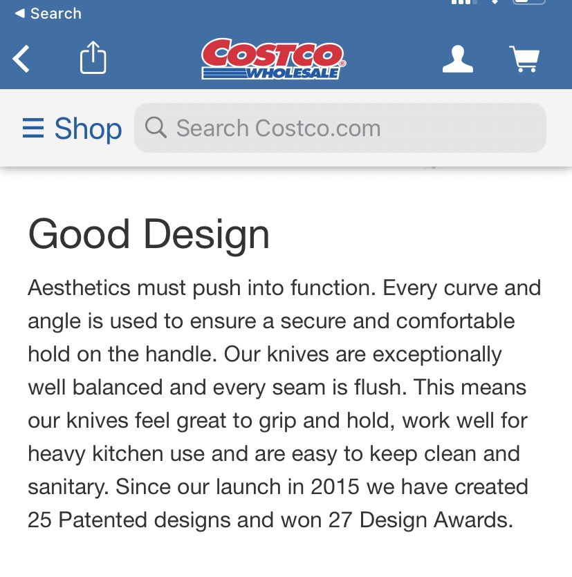 The description for Costco knives is better than any medium article I’ve ever read