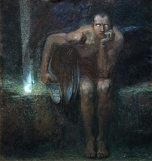 Riiiiight on the line between sexy and terrifying, we have Franz Stuck's Lucifer from 1890
