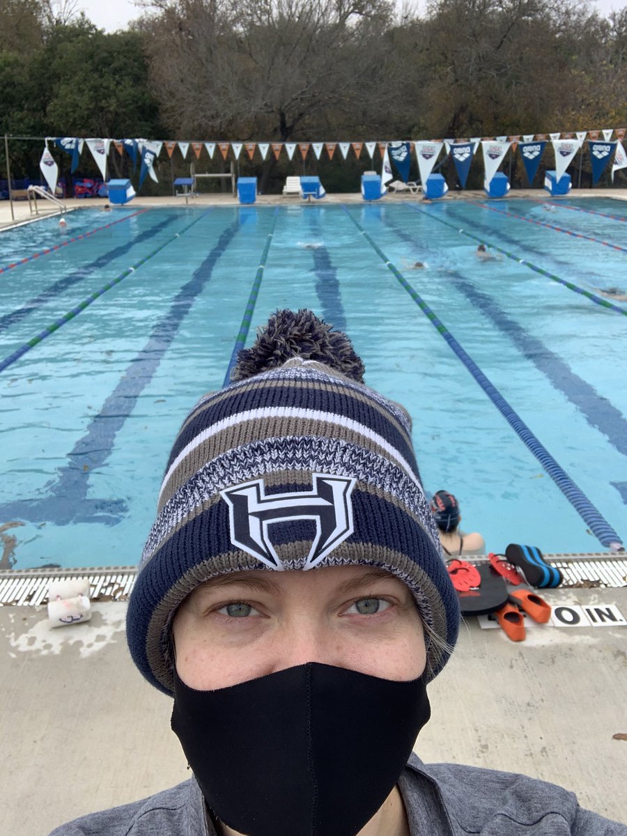 HendricksonSwim's tweet photo. Hawks, wolves &amp; panthers unite for a great pre-Thanksgiving practice! @WeissHigh @PflugervilleHi1  Thank you Hendrickson Booster Club for keeping us warm on deck - loving the Hawk Beanie! @ClubHendrickson https://t.co/TFPKjeAHYA