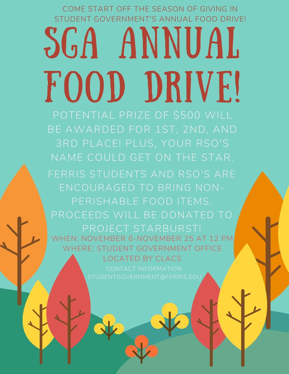 Hey Bulldogs! You have until Wednesday at 12PM to compete in the annual canned food drive. Why miss out on a chance to win cash prizes?!