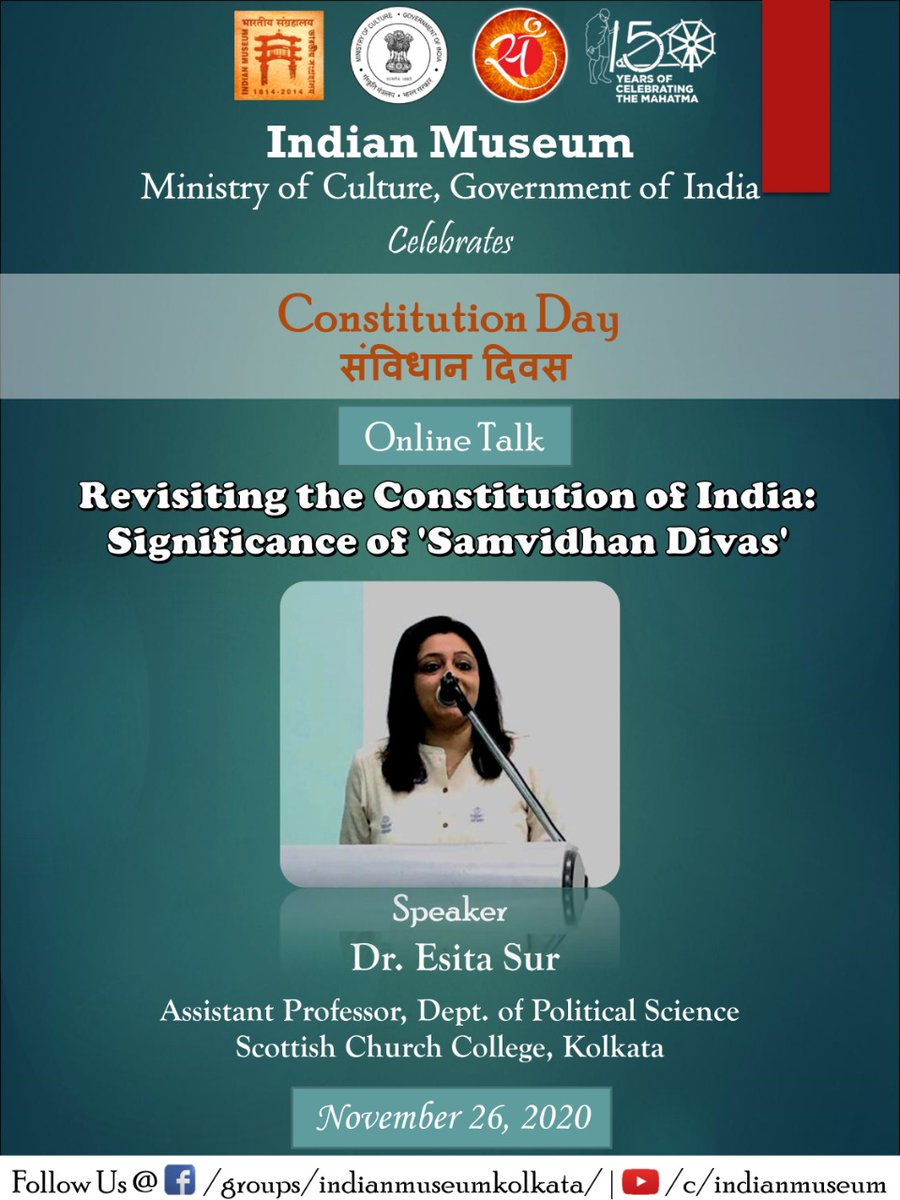 IndianMuseumKol's tweet image. Celebration of Constitution day on 26th November, 2020 to commemorate the adoption of the Constitution of India. 

#Sambidhandiwas
#indianmuseum
