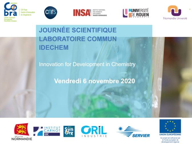 CarnotI2C's tweet photo. [PARTENARIAT] La journée industrielle #ORIL Industrie (Servier) - Laboratoire COBRA #I2C s'est tenue le 6 novembre 2020 dans le cadre du laboratoire commun #IDECHEM CNRS (Innovation for Development in Chemistry). 🚀💡

#Oril #COBRA #CNRS #Carnot I2C #chimie
Le réseau des Carnot https://t.co/3TGRk9C8vj