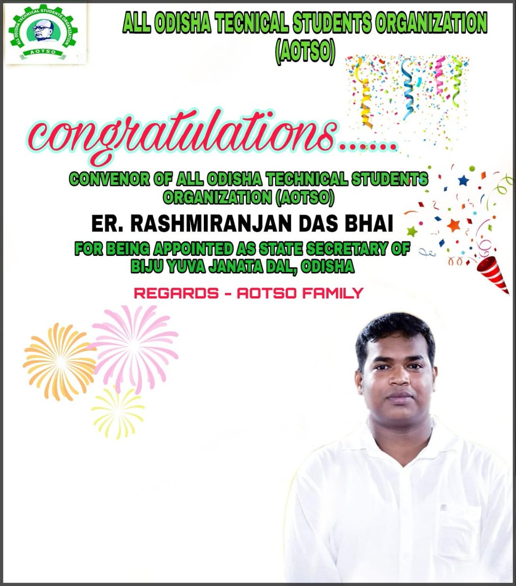 satya_rintu's tweet photo. Congratulations @Bjd_Rashmi Being Appointed as #State_Secretary of #BIJU_YUVA_JANATA_DAL_ODISHA
@BARI_MLA @AllOdisha @Amaresh_Patri @maheekshita @_RajibMohanty https://t.co/2k04jlvQm5