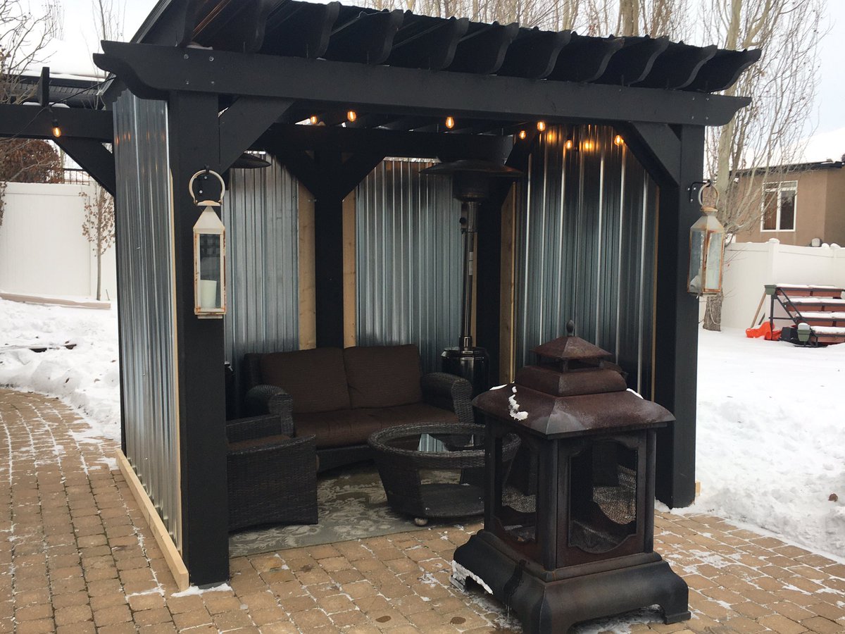 TrevorAslin's tweet photo. Backyard project complete! 
We think it will be a great spot to share a Blueberry Tea or a Hot Chocolate with Peppermint Schnapps 🔥❤️🔥
Petra named it the “Sugar Shack” 
#PergolaTransformation #LoveWhereYouLive #EmbraceTheSeason https://t.co/QURRmG7F9s